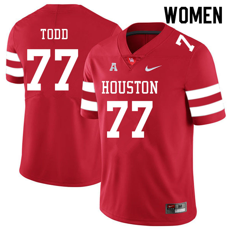 Women #77 Chayse Todd Houston Cougars College Football Jerseys Sale-Red
